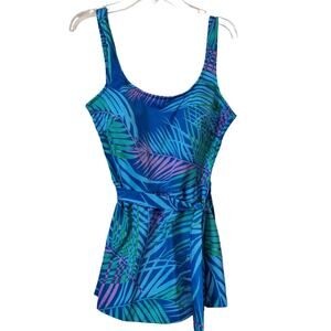 Vintage USA Union Made One Piece Swimdress (Women's 16-Read) Colorful Tropical